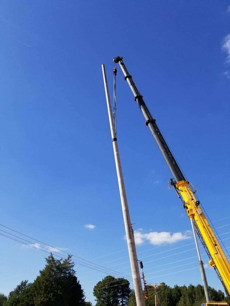 Pole crane project in North Carolina final placement